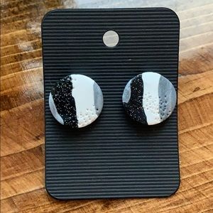 Galaxy Wave Textured Stud Clay Earrings